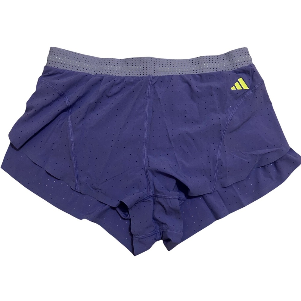 Adidas Adizero Split Shorts Mens Medium Purple Neon Yellow Running 2" Inseam NEW